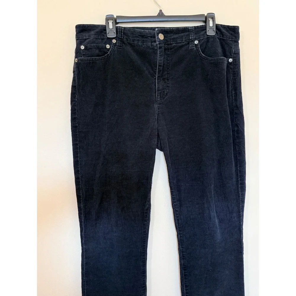 Lauren Ralph Lauren Black Corduroy Straight Pants Womens 12 High Rise Stretch